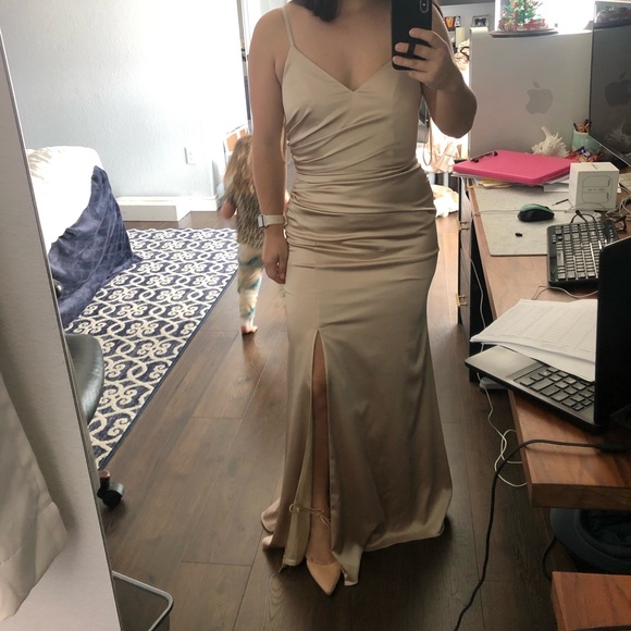 Revelry Dresses & Skirts - Rory satin dress gold champange